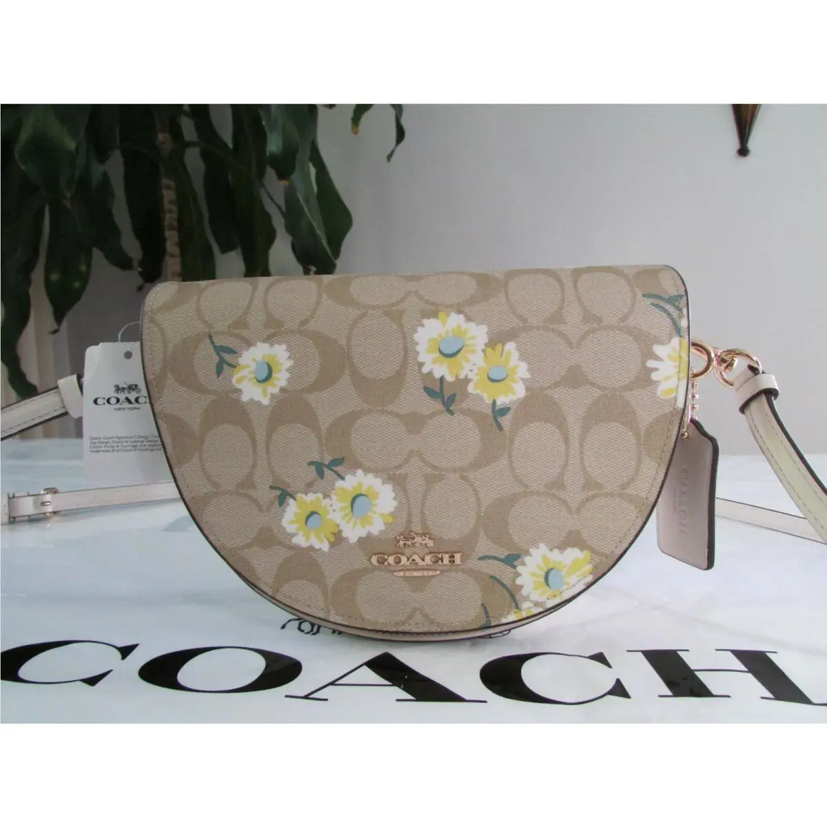 Coach Ellen Crossbody In Signature Canvas with Daisy Print C3597 Light Khaki