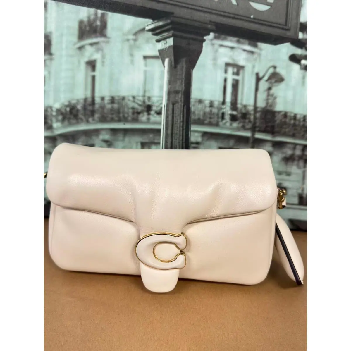 Coach CR703 Pillow Tabby Shoulder Bag 20 IN Chalk