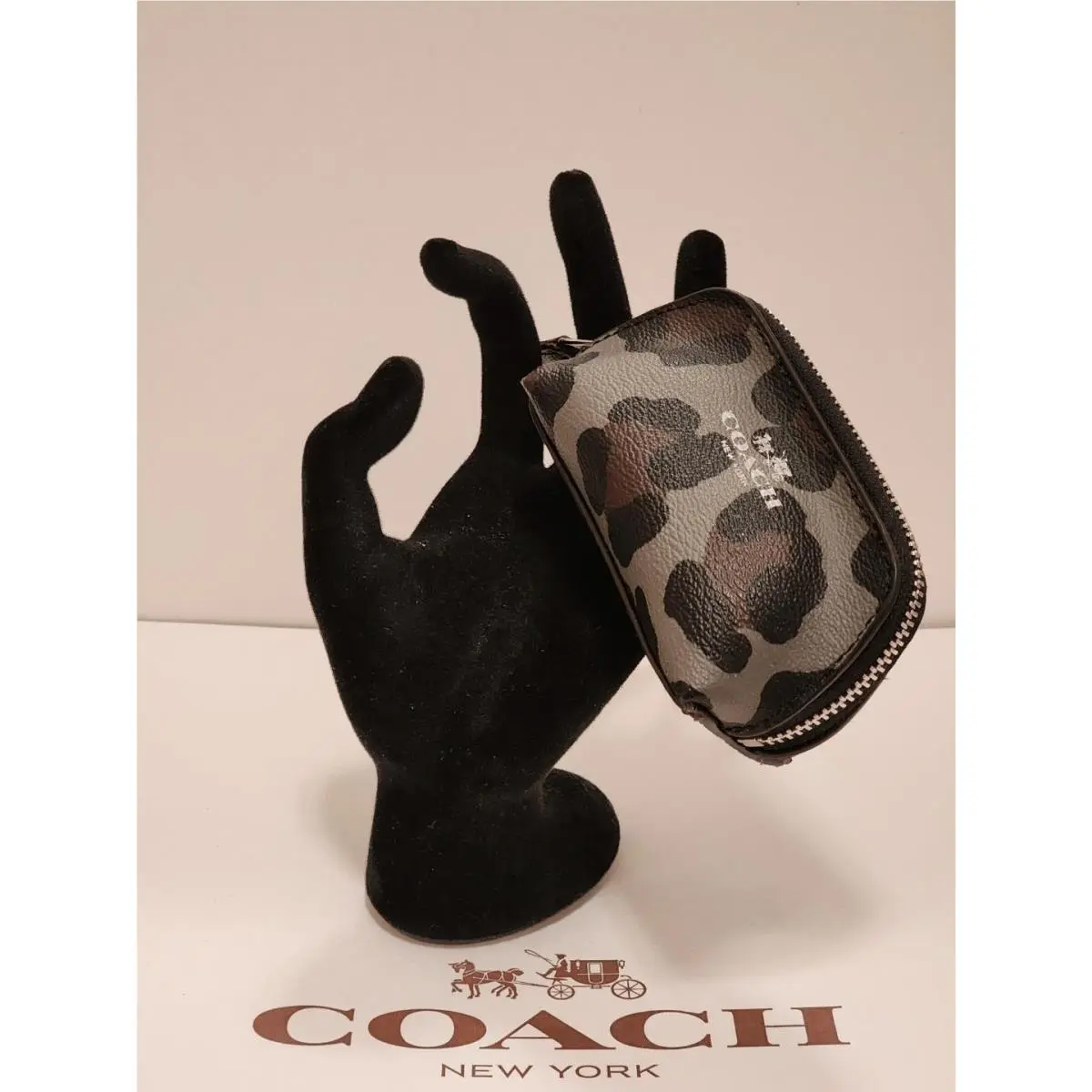 Coach Ocelot Animal Print Micro Mini Zip Purse/charm/coin Case – F64243