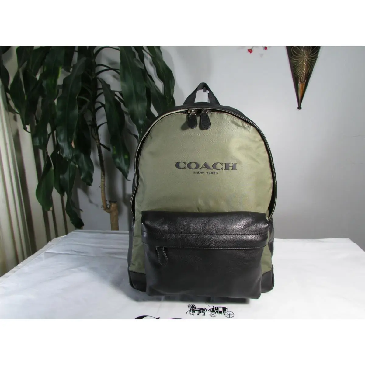 Coach Leather Nylon Campus Backpack F71674 Surplus / Black