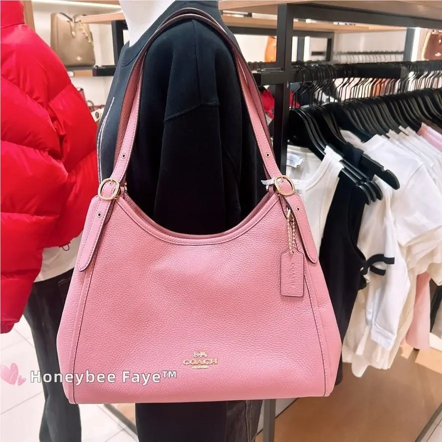 Coach Pink Erin Shoulder Bag Gold/peony Pebble Leather CAQ86