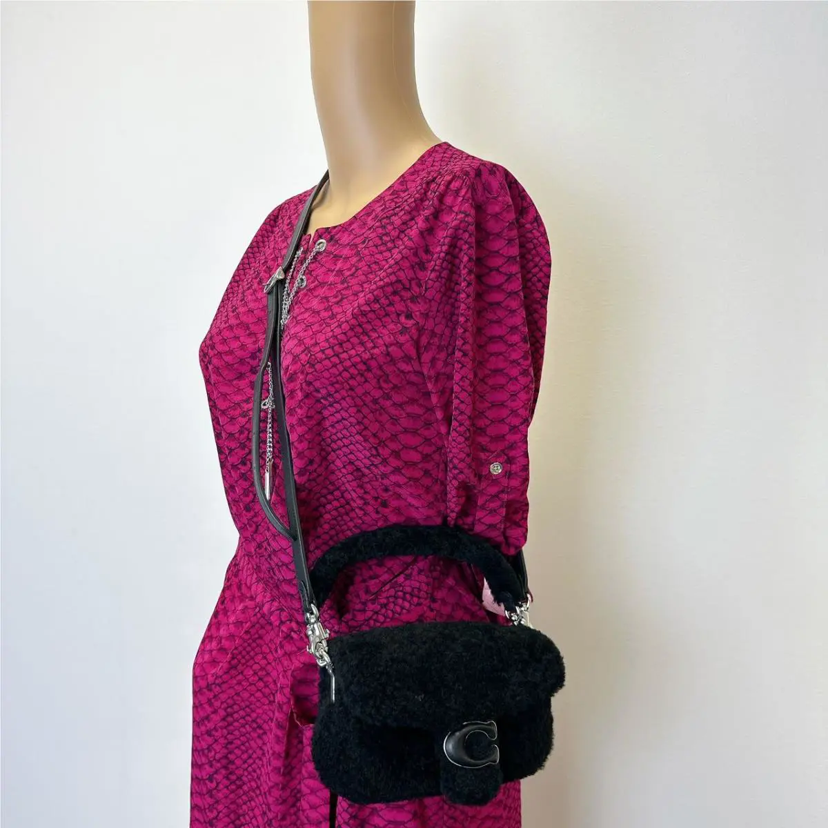 Coach CC444 Pillow Tabby Shoulder Bag 18 In Shearling IN Black