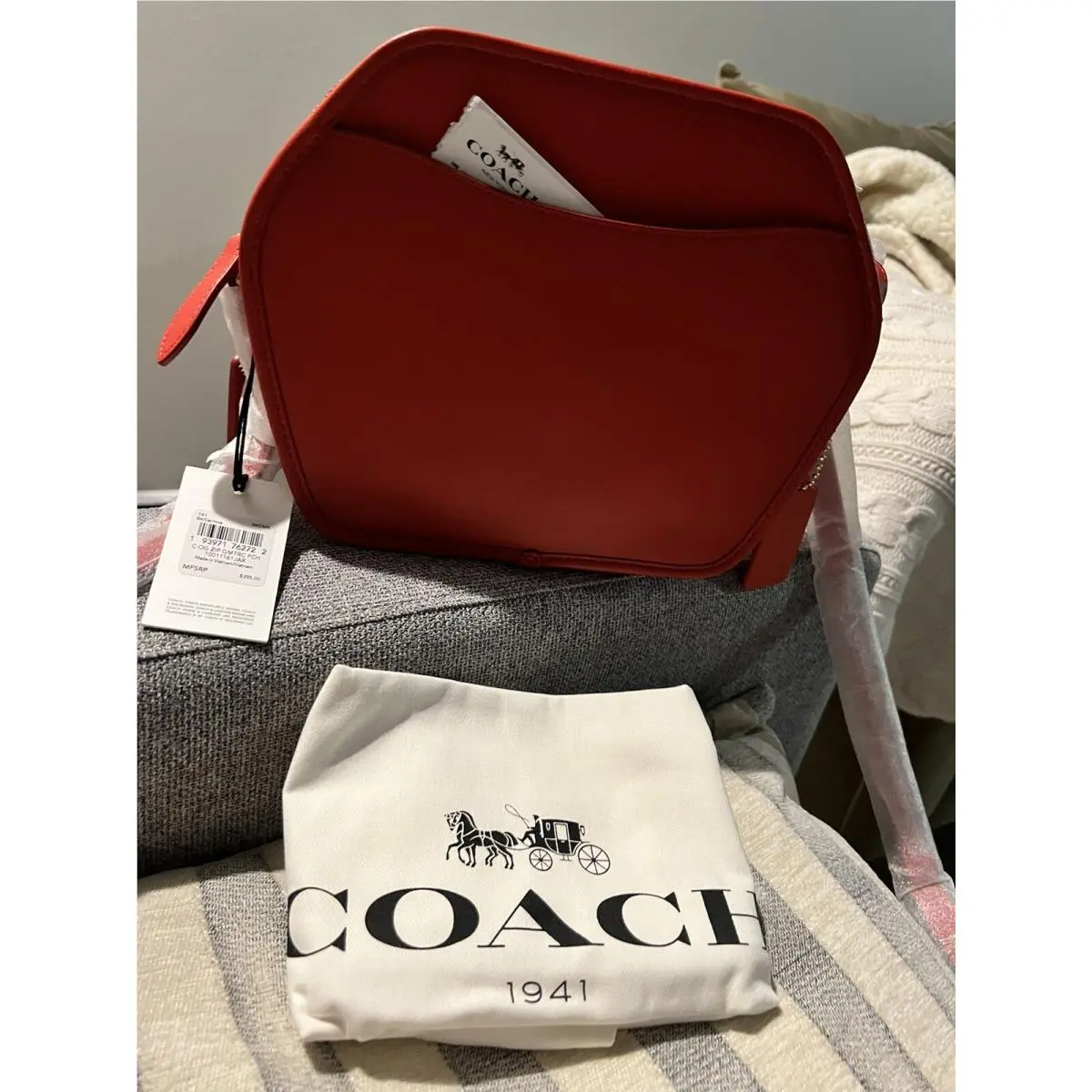 Coach 141 Geometric Pouch Crossbody Carmine Glovleather Rare