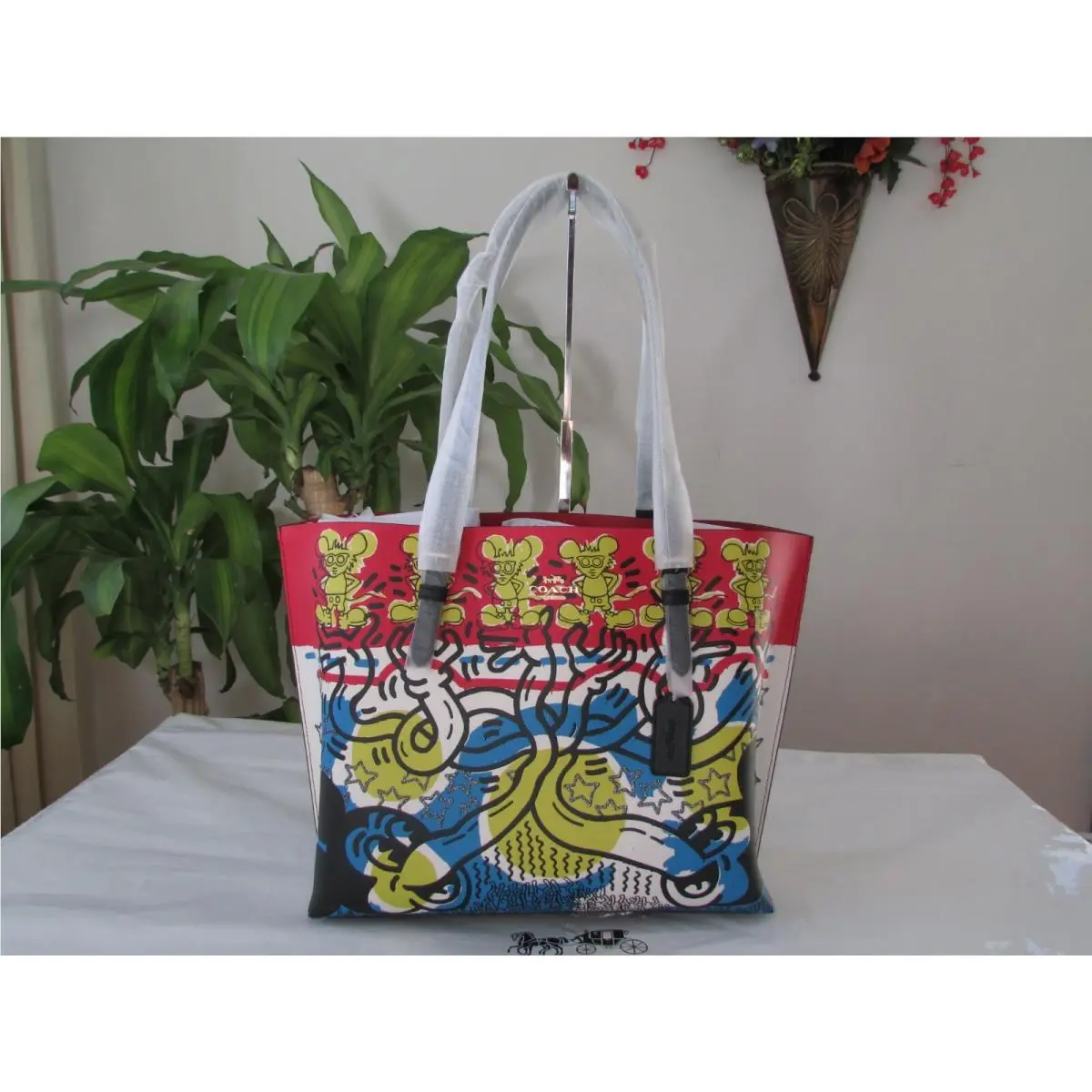 Coach Leather Disney Mickey Mouse X Keith Haring Mollie Tote C6979 Multi