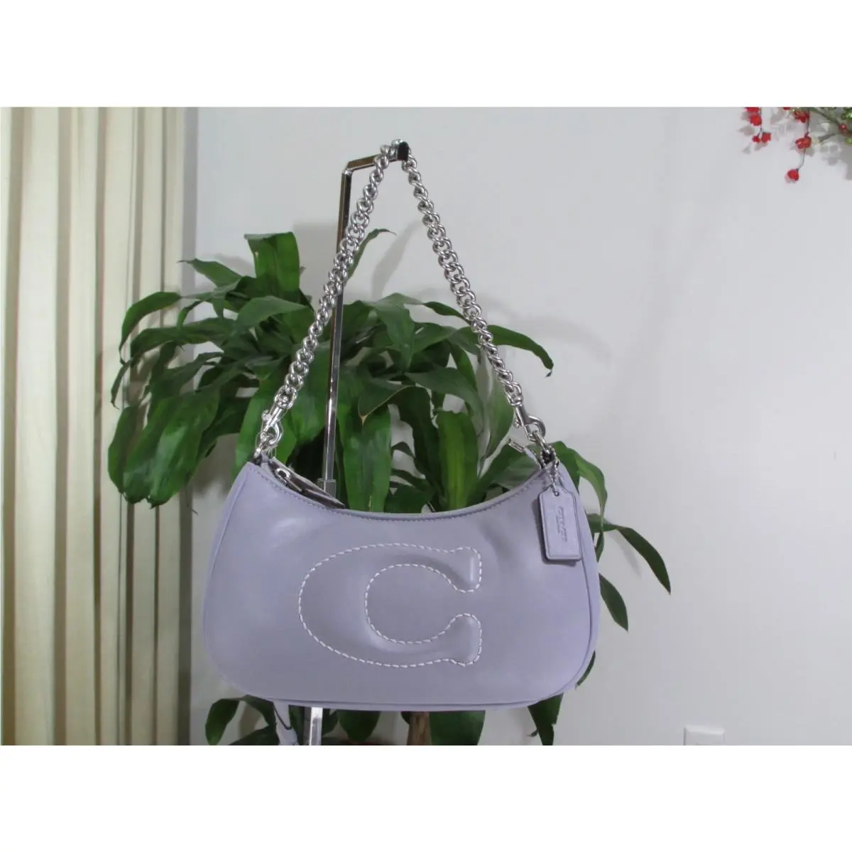 Coach Smooth Leather Teri Shoulder Bag with Signature Quilting CJ608 Mist