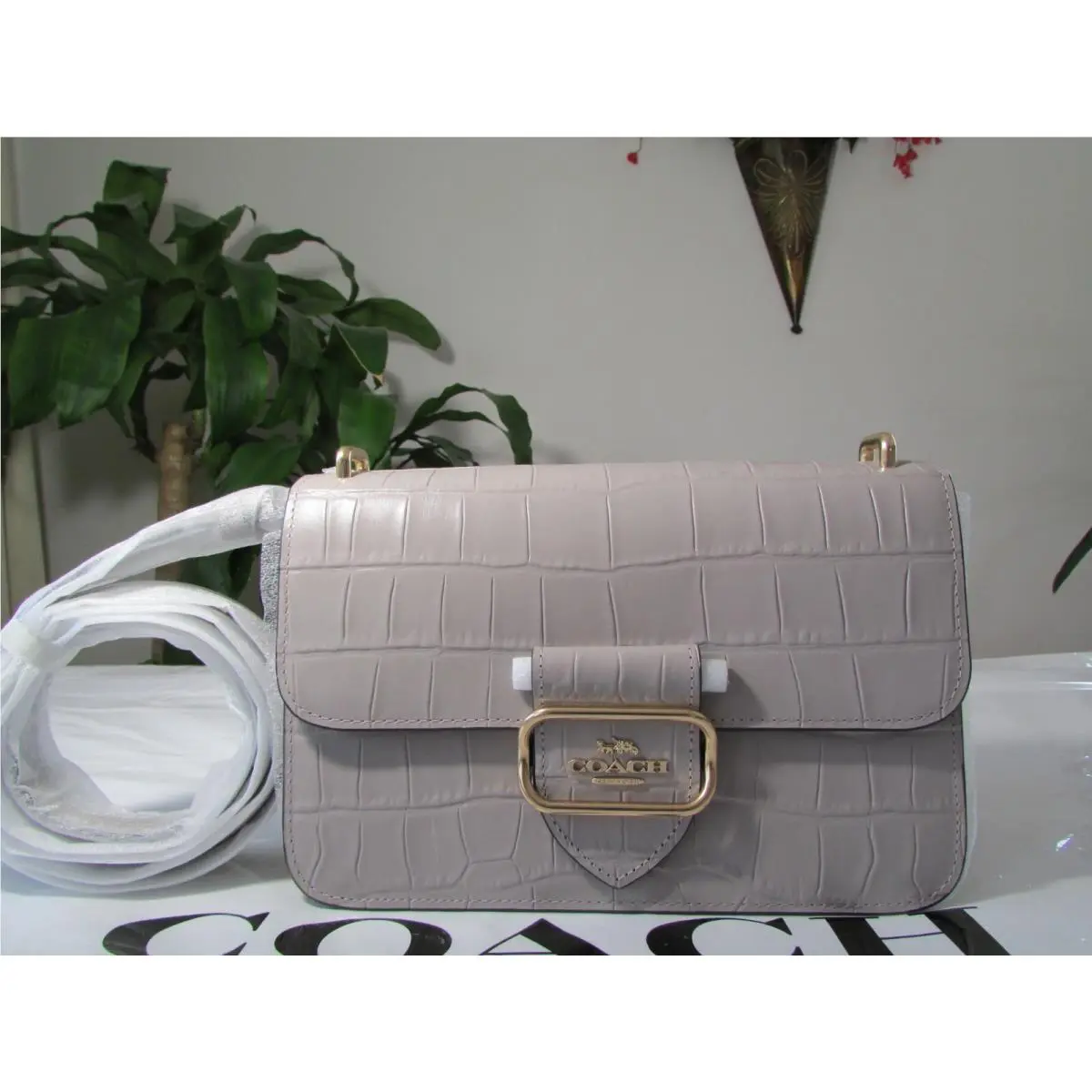 Coach Large Morgan Square Crossbody Bag CM204 Grey Birch