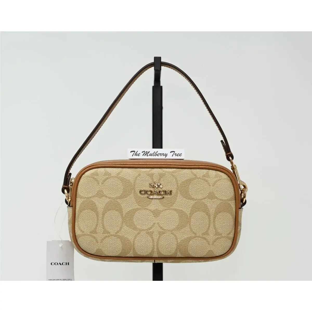 Jamie Wristlet Light Khaki Signature Canvas Saddle Leather CA718 by Coach
