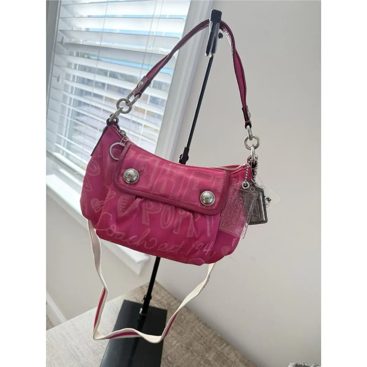Vintage Coach Poppy Storypatch Groovy Shoulder/swing Bag Pink 15302