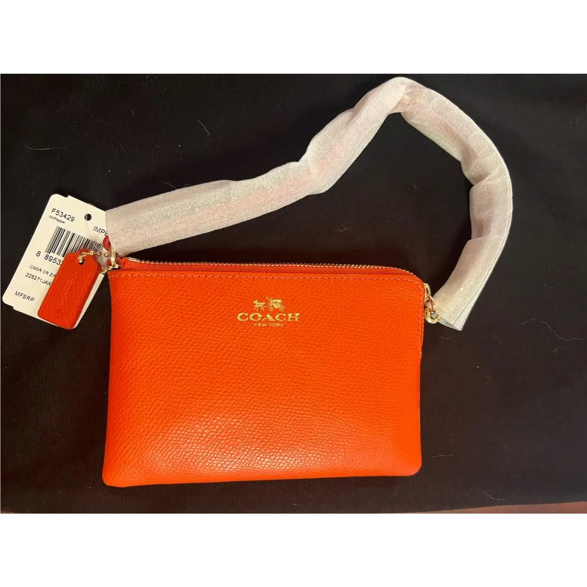 Coach F53429 Blood Orange Leather Wristlet