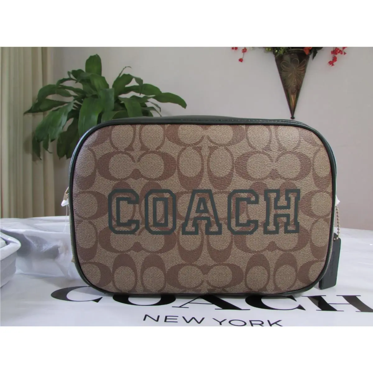 Canvas Signature Varsity Motif Jamie Camera Bag CE599 Khaki/amazon Green by Coach