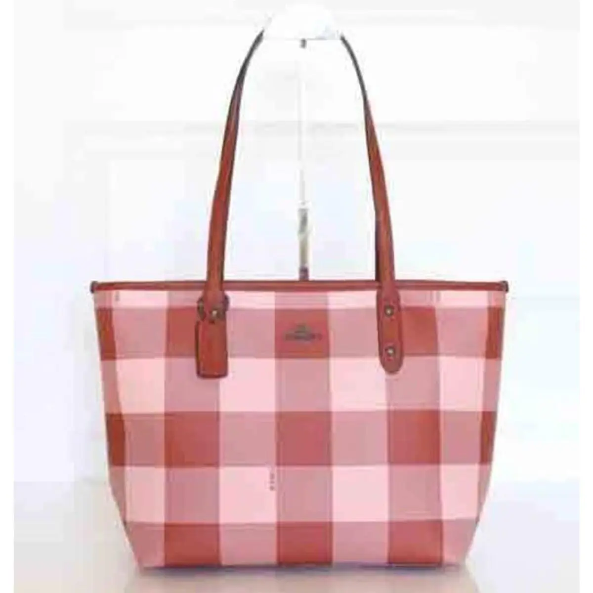 Coach F26147 City Zip Tote with Buffalo Plaid Print - Blush Multi