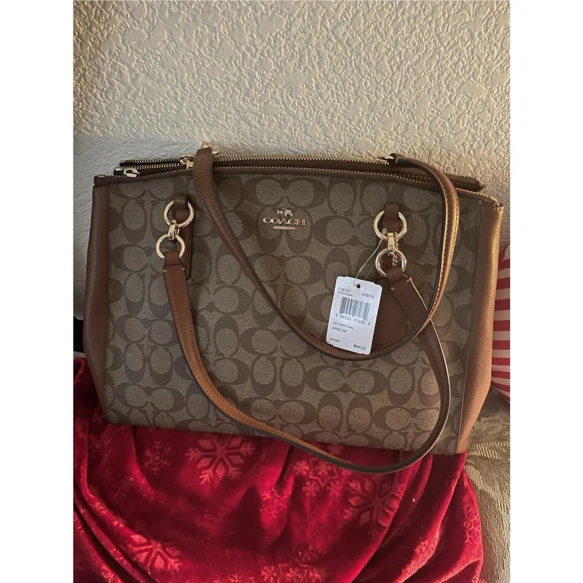 Coach Crossbody Bag Christie Carryall IN Signature Khaki/saddle-new
