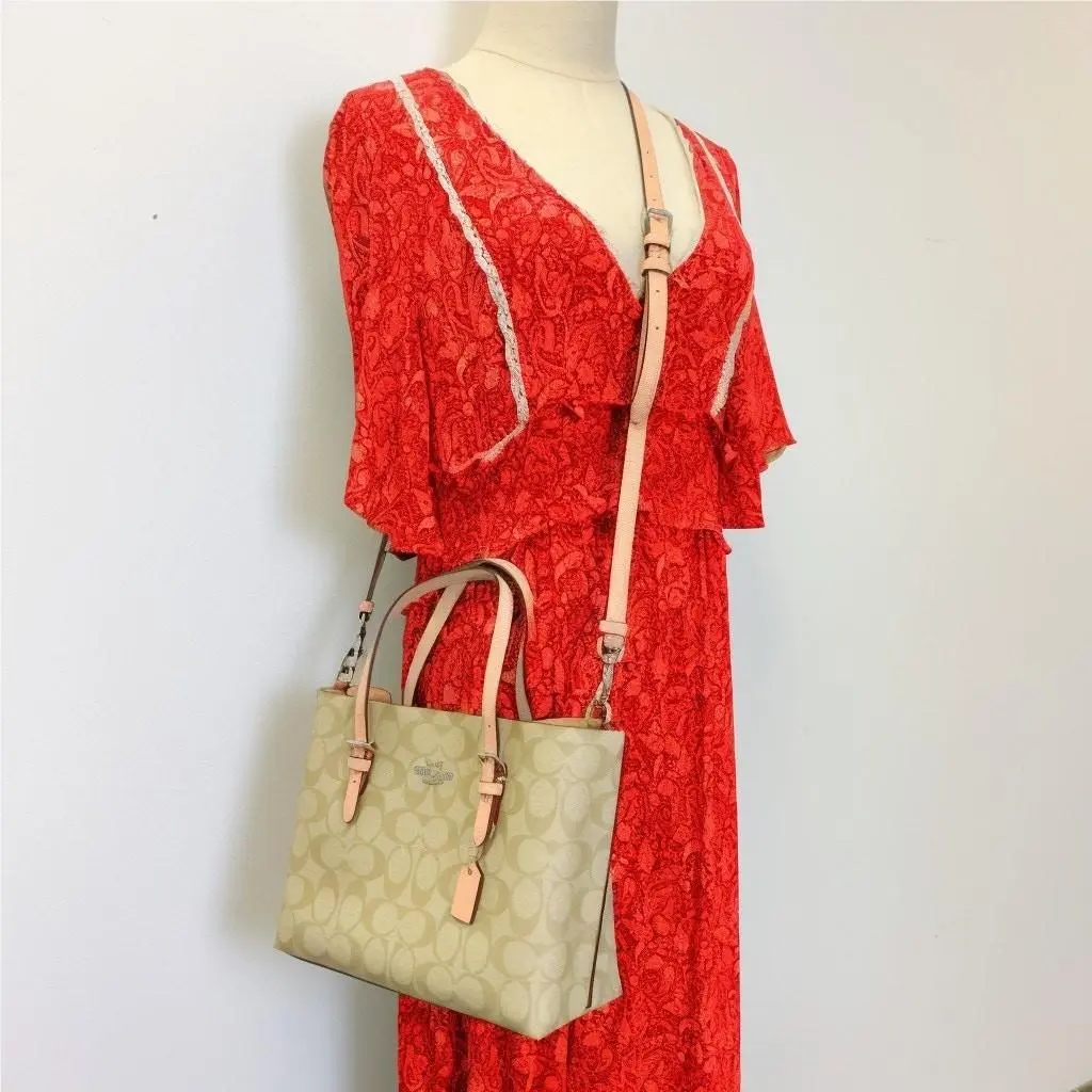 C4250 Mollie Tote 25 In Signature Canvas IN Light Khaki Faded Blush by Coach