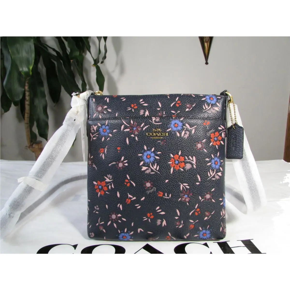 Leather Kitt Wildflower Print Messenger 1346 Navy Multi by Coach