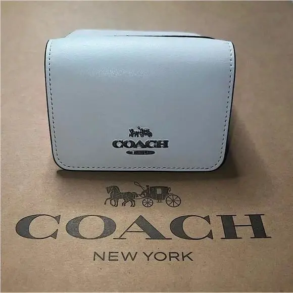 Coach Signature Small Trifold Wallet Chalk Glacier White