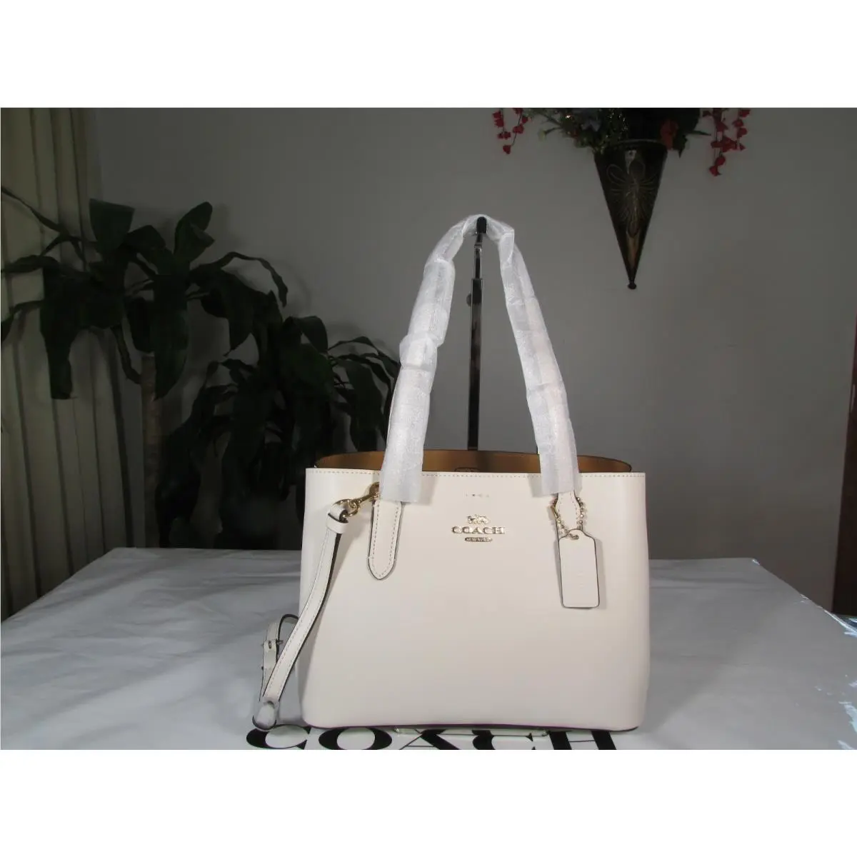 Coach Double Face Leather Mini Avenue Carryall 73277 Chalk Light Saddle