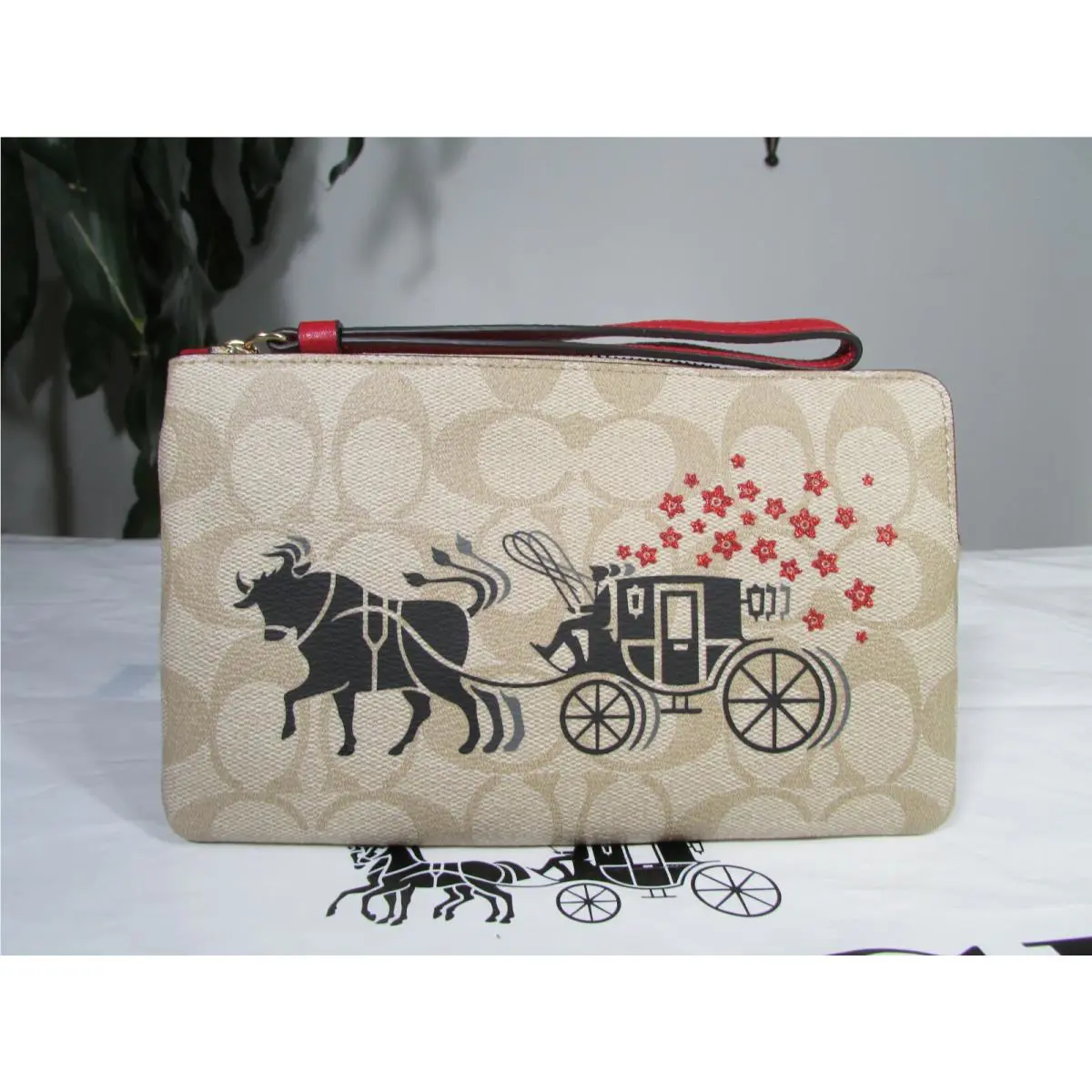 Signature Canvas Ox Carriage Large Corner Zip Wristlet C2259 by Coach