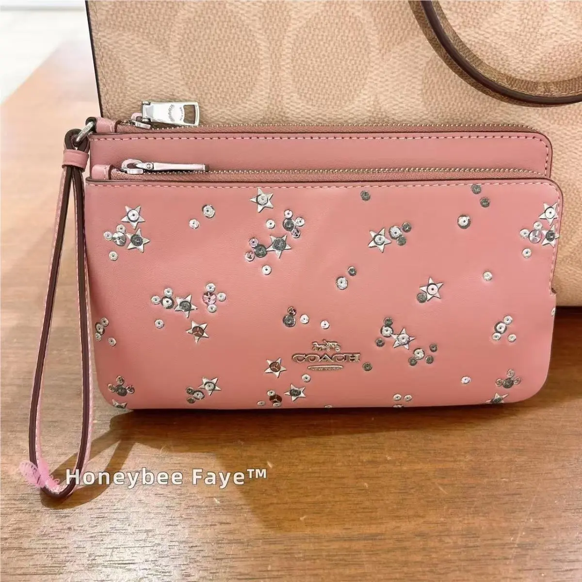 Coach Double Zip Wallet with Star Print CCJ69