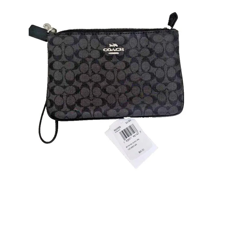 Coach Signature Jacquard Small Wristlet 86098-SV/BK