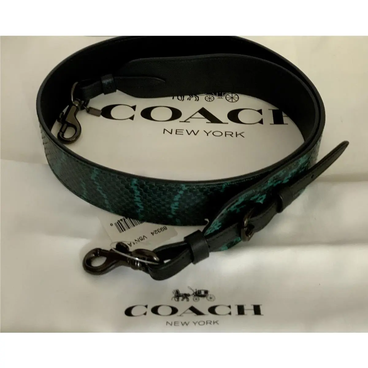 Coach 89324 Novelty Snake Leather Strap Guitar Shoulder V5/Pine Green