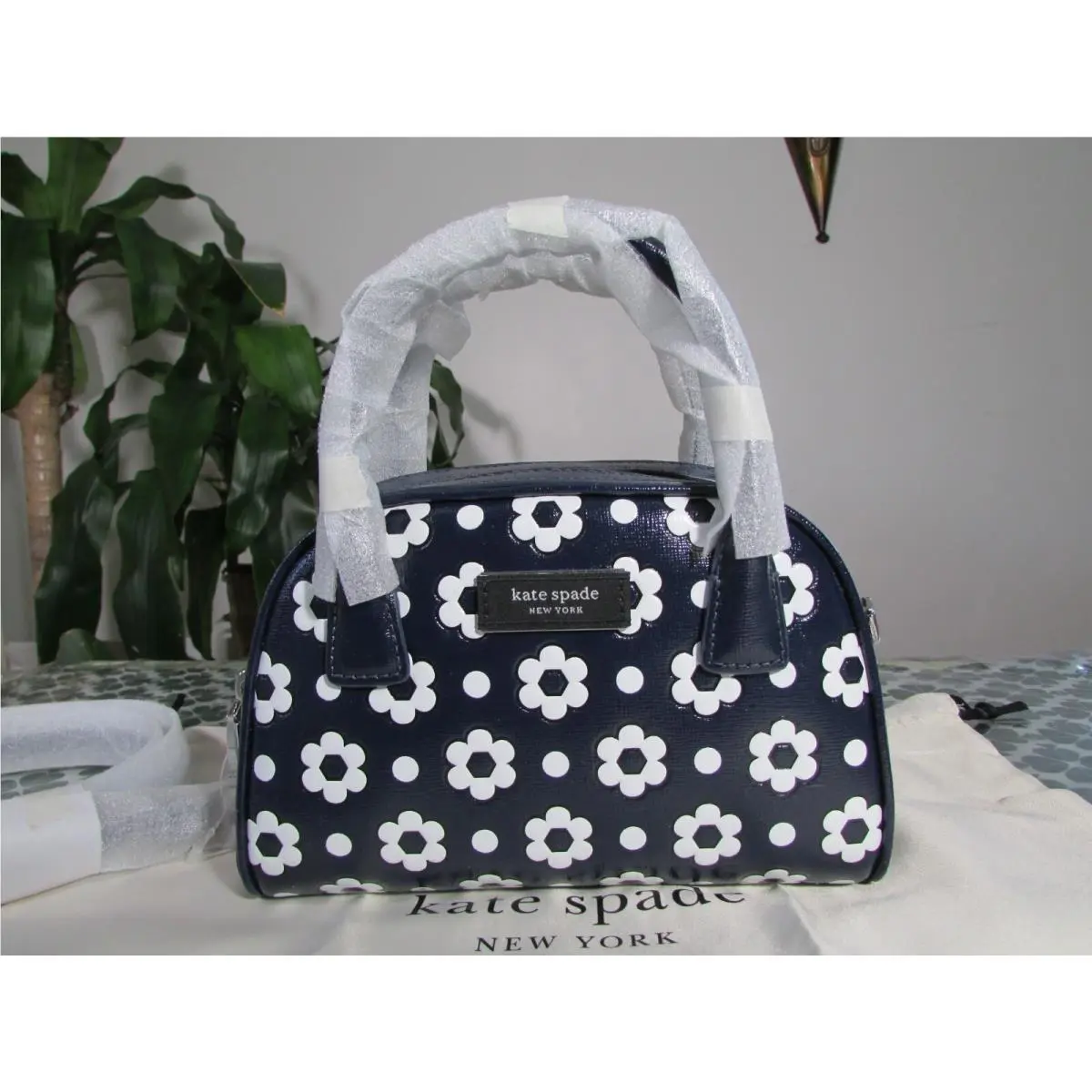Kate Spade Leather Sam Icon Daisy Dot Mini Duffle Bag KH202 Parisian Navy Mu
