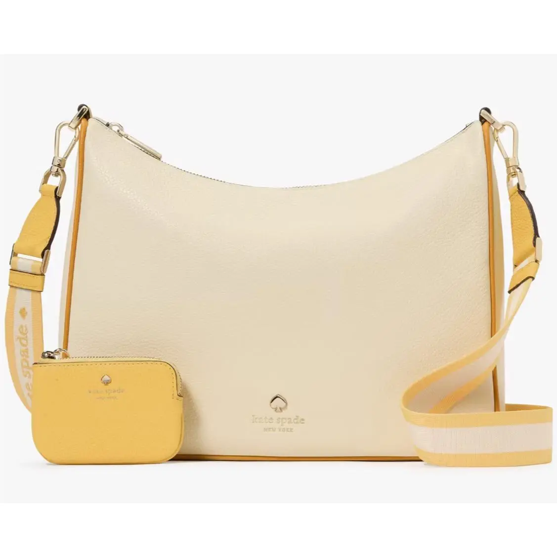 Kate Spade Emma Large Crossbody Bag Buttermilk Yellow Purse KK943