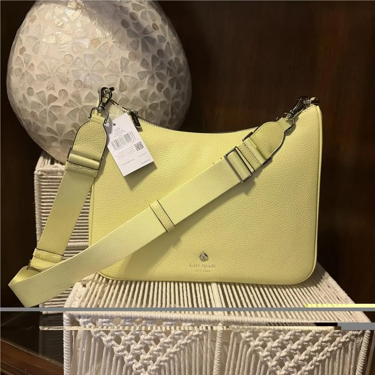 Kate Spade Emma Large Crossbody Bag Leather Tennis Ball KK943