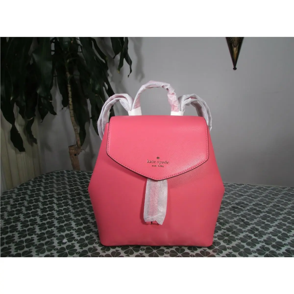 Kate Spade Saffiano Leather Lizzie Medium Flap Backpack Garden Pink