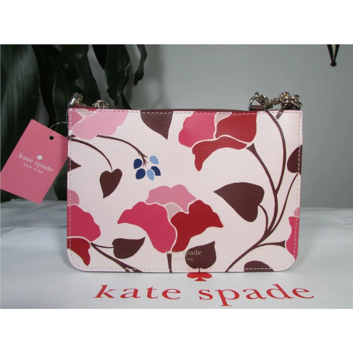 Kate Spade Leather Eva Nouveau Bloom Chain Crossbody Bag Pink Multi