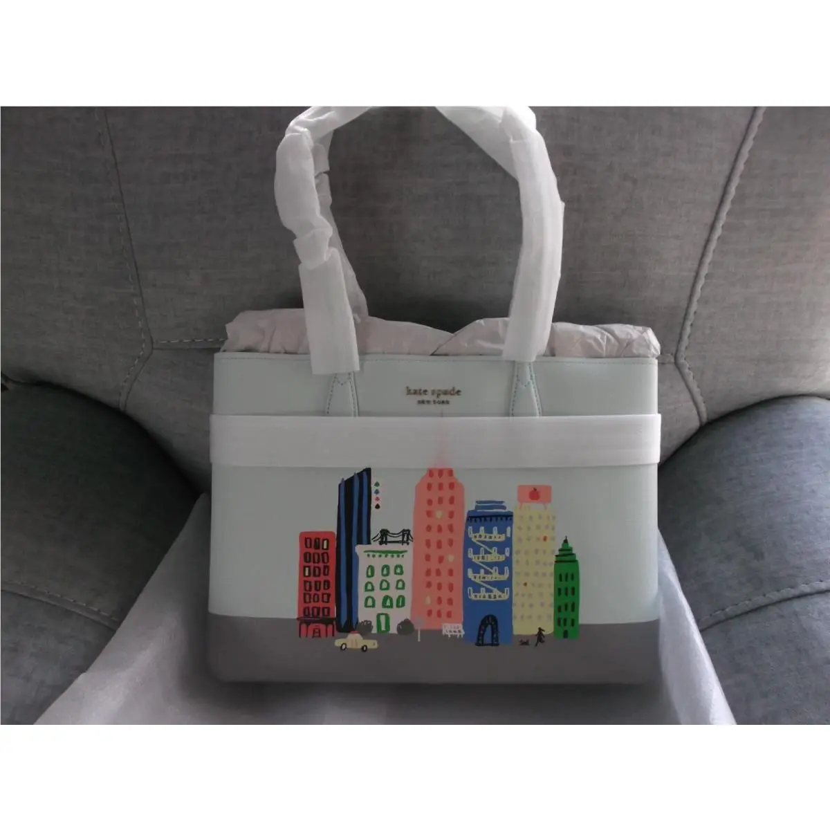 New Kate Spade New York City Skyline Rock Center Large Tote Bag Wristlet Set
