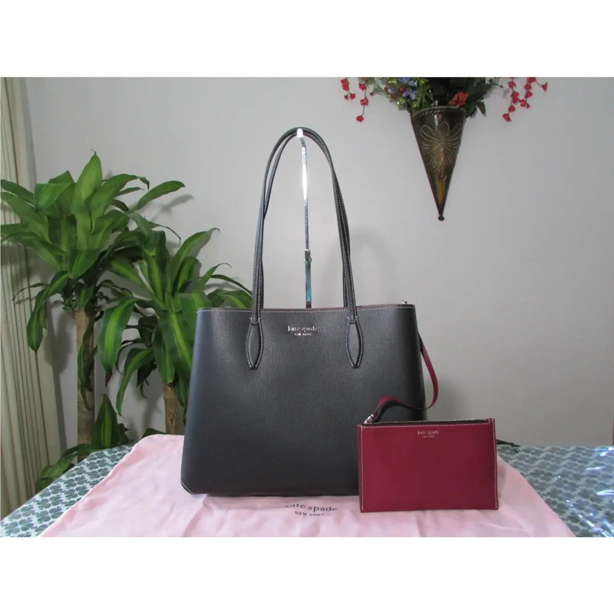 Kate Spade Leather All Day Large Tote with Pouch Black