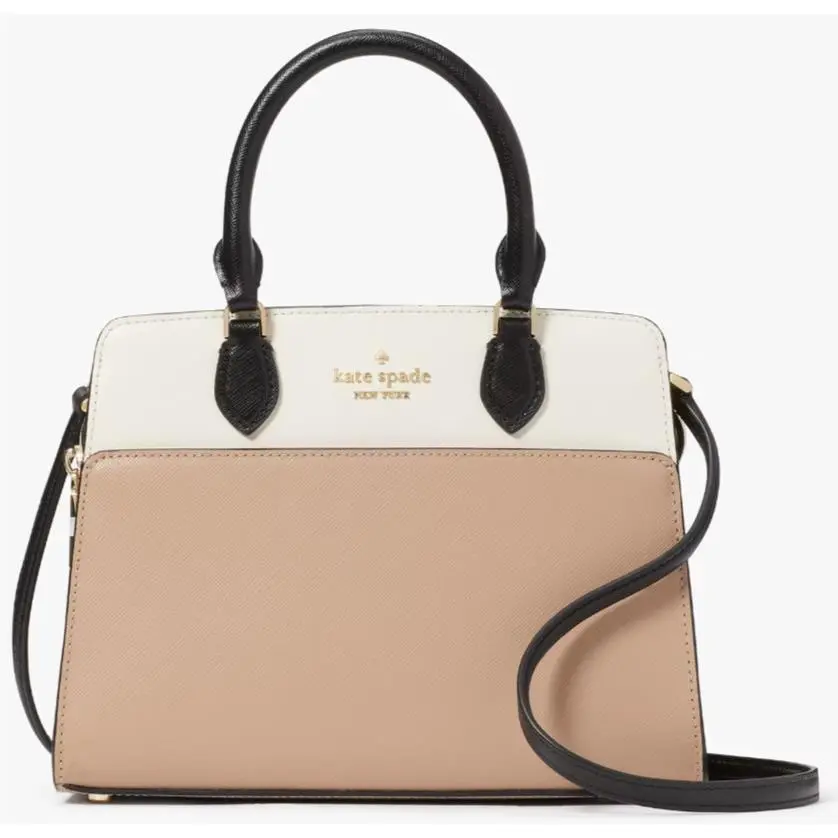 Kate Spade Madison Beige / Ivory White Small Satchel Bag Leather KC620
