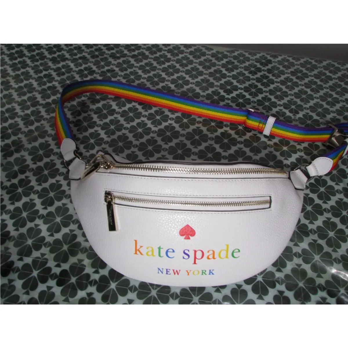 Kate Spade Leather Pride Belt Bag K7311 White Dove