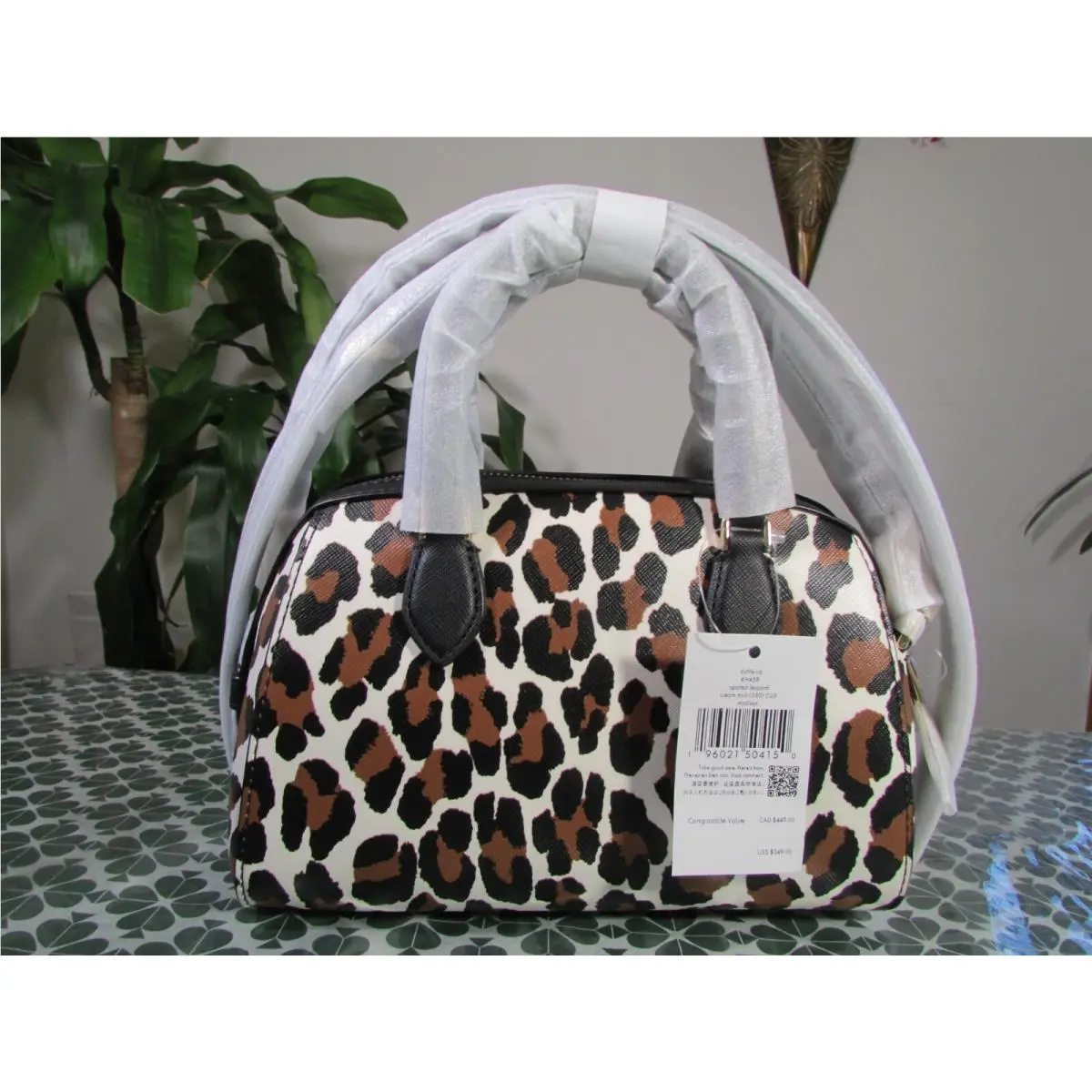 Kate Spade Madison Spotted Leopard Small Duffle Crossbody KH458 Cream Multi