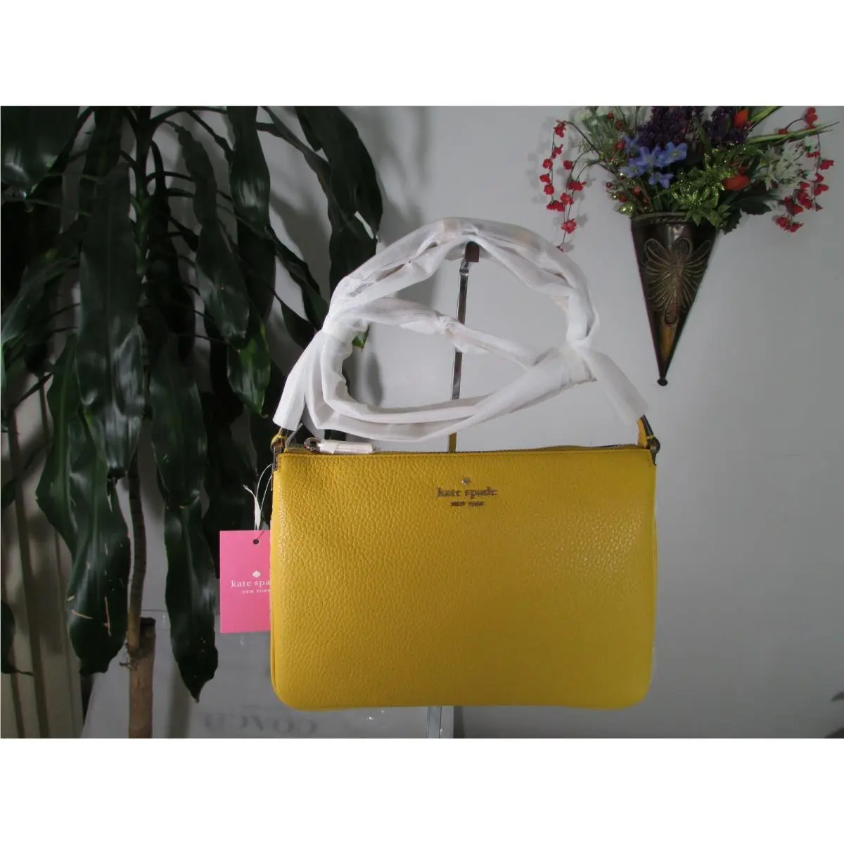 Kate Spade Pebble Leather Triple Gusset Crossbody Bag Sunflower