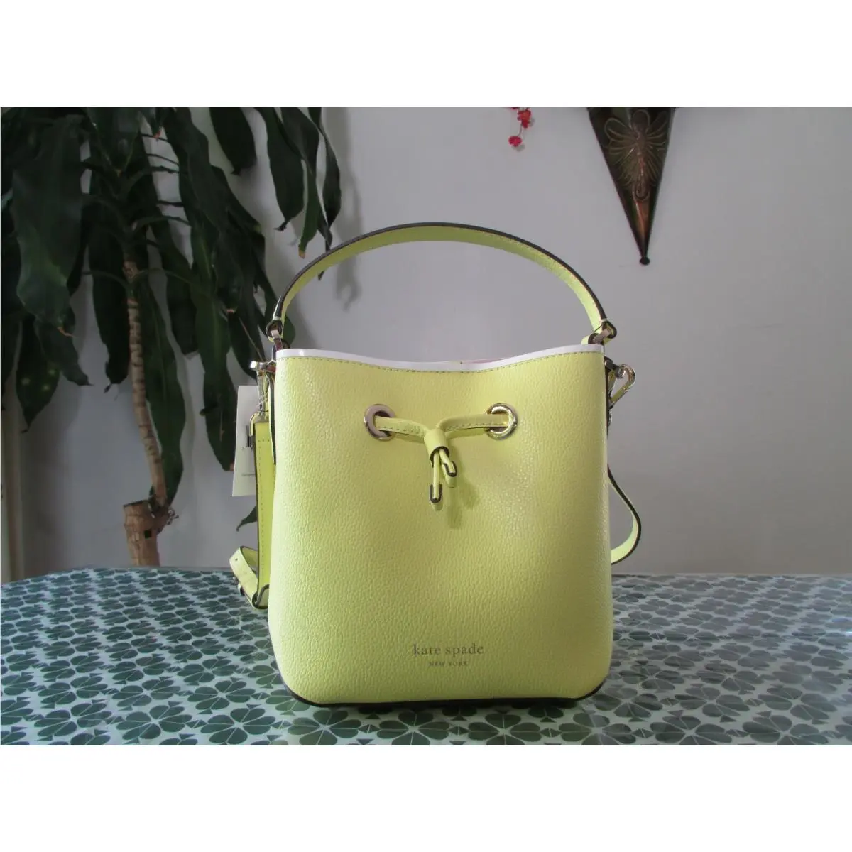 Kate Spade Pebble Leather Eva Small Bucket Limelight