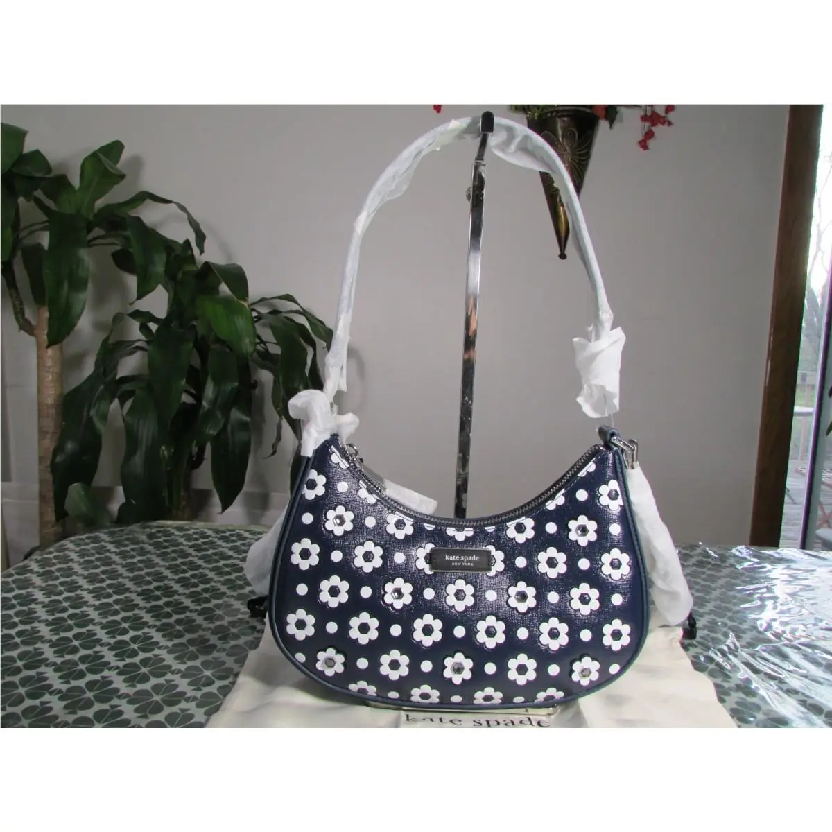 Kate Spade Sam Icon Daisy Dot Small Convertible Crossbody KH067 Navy Multi