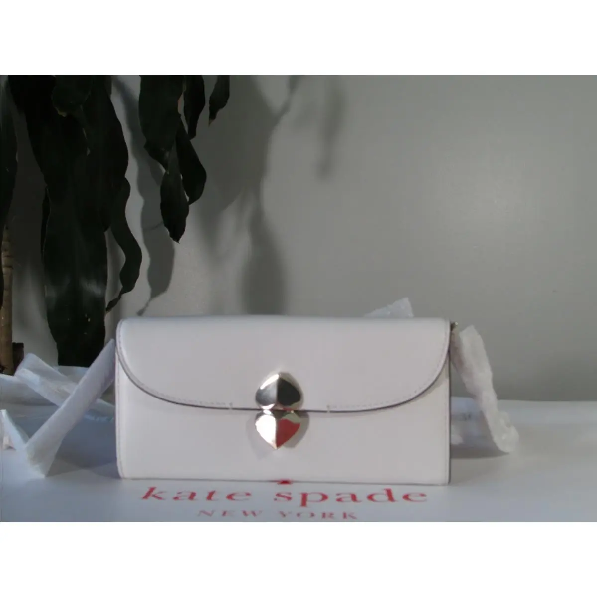 Kate Spade Smooth Italian Leather Lula Crossbody Wallet Optic White