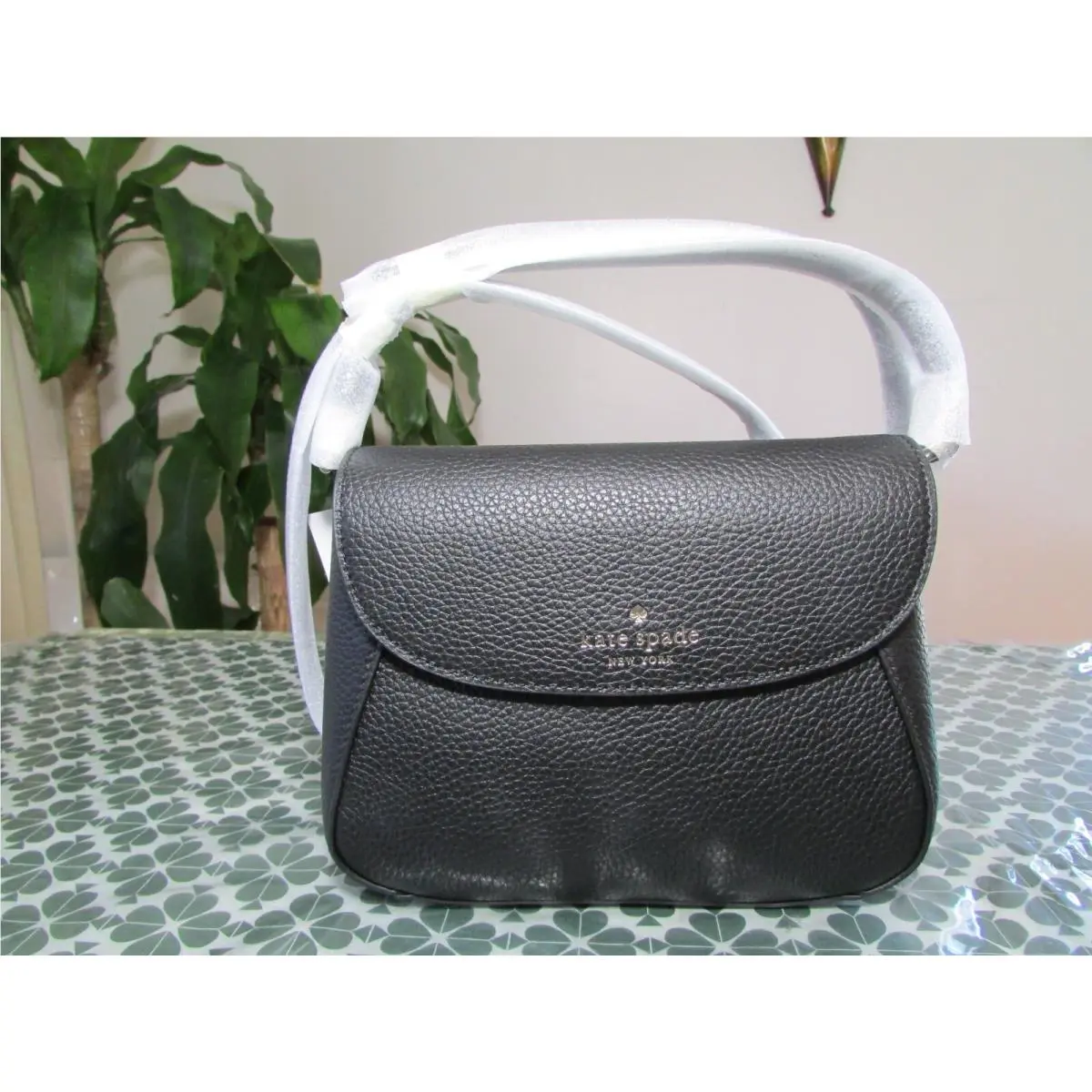 Kate Spade Pebble Leather Monica Small Flap Crossbody KF364 Black