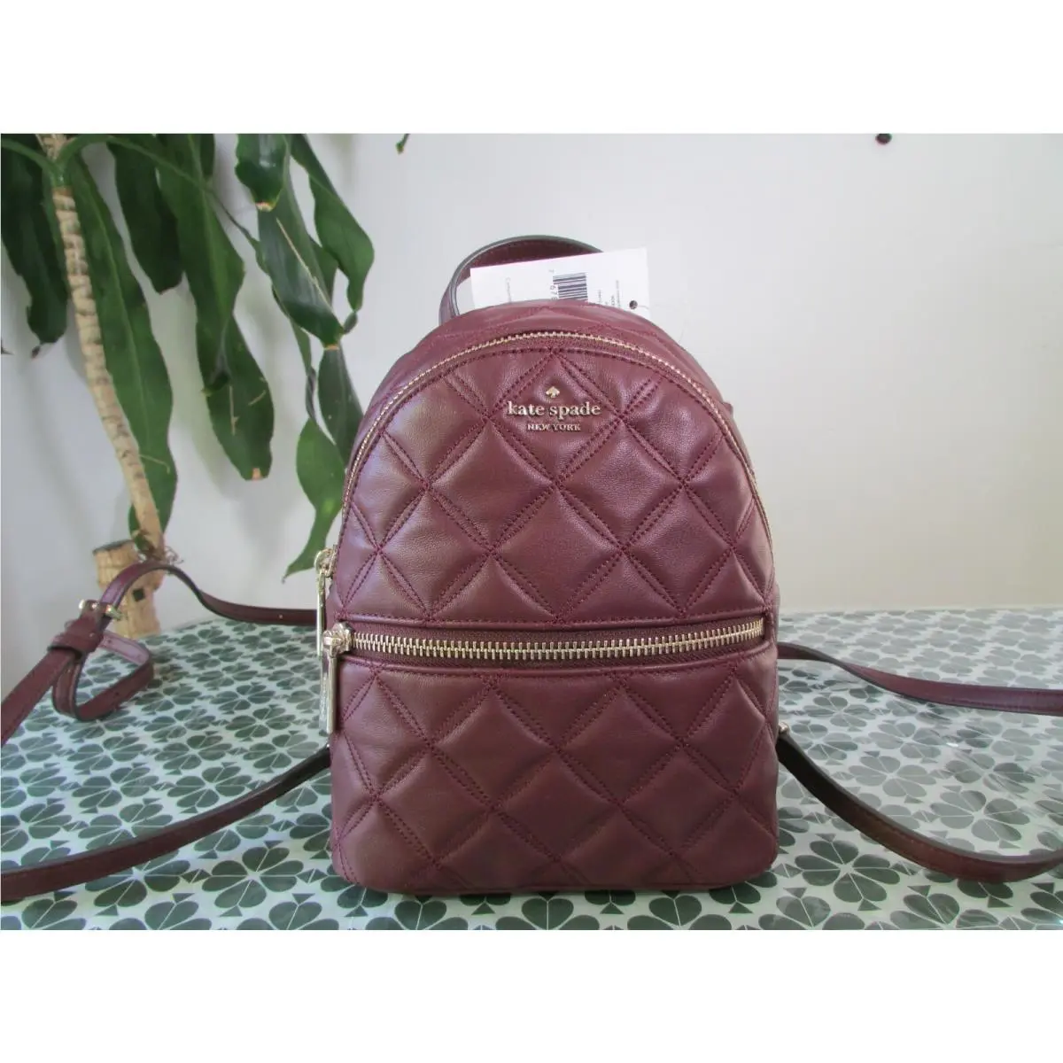 Kate Spade Leather Natalia Mini Convertible Backpack Crossbody Cherry Wood