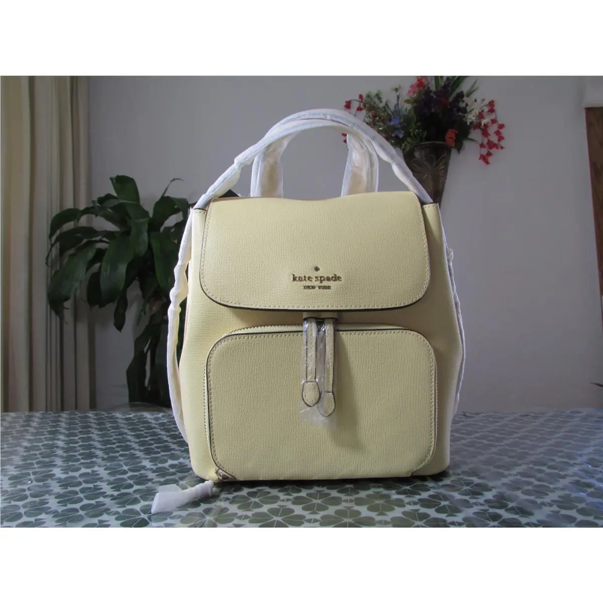 Kate Spade Leather Kristi Medium Flap Backpack KA695 Butter