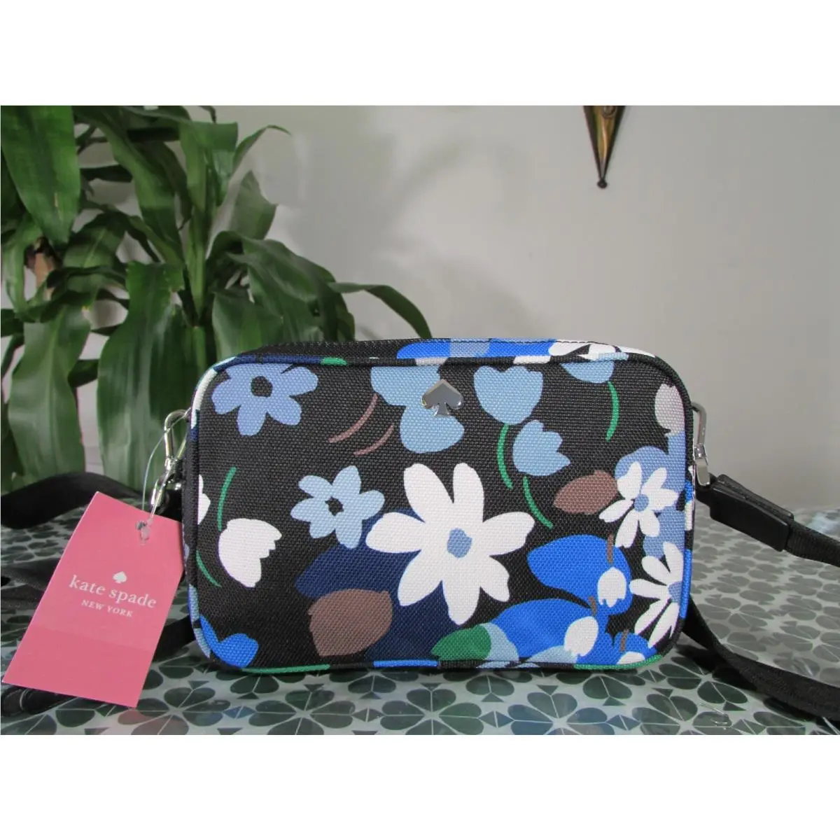 Kate Spade Canvas Jae Bold Blooms Small Camera Bag Black Multi WFR00416