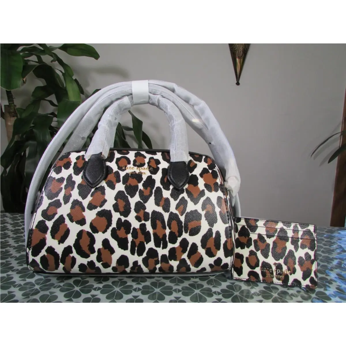 Kate Spade Madison Spotted Leopard Small Duffle Crossbody KH458 Card Case
