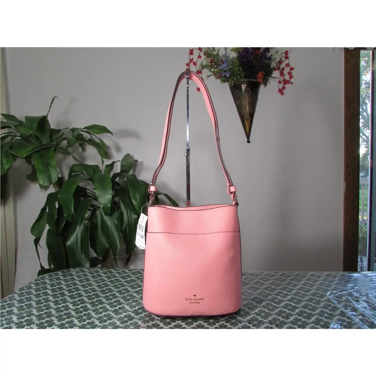 Kate Spade Pebble Leather Leila Small Bucket Bag KE489 Peachy Rose
