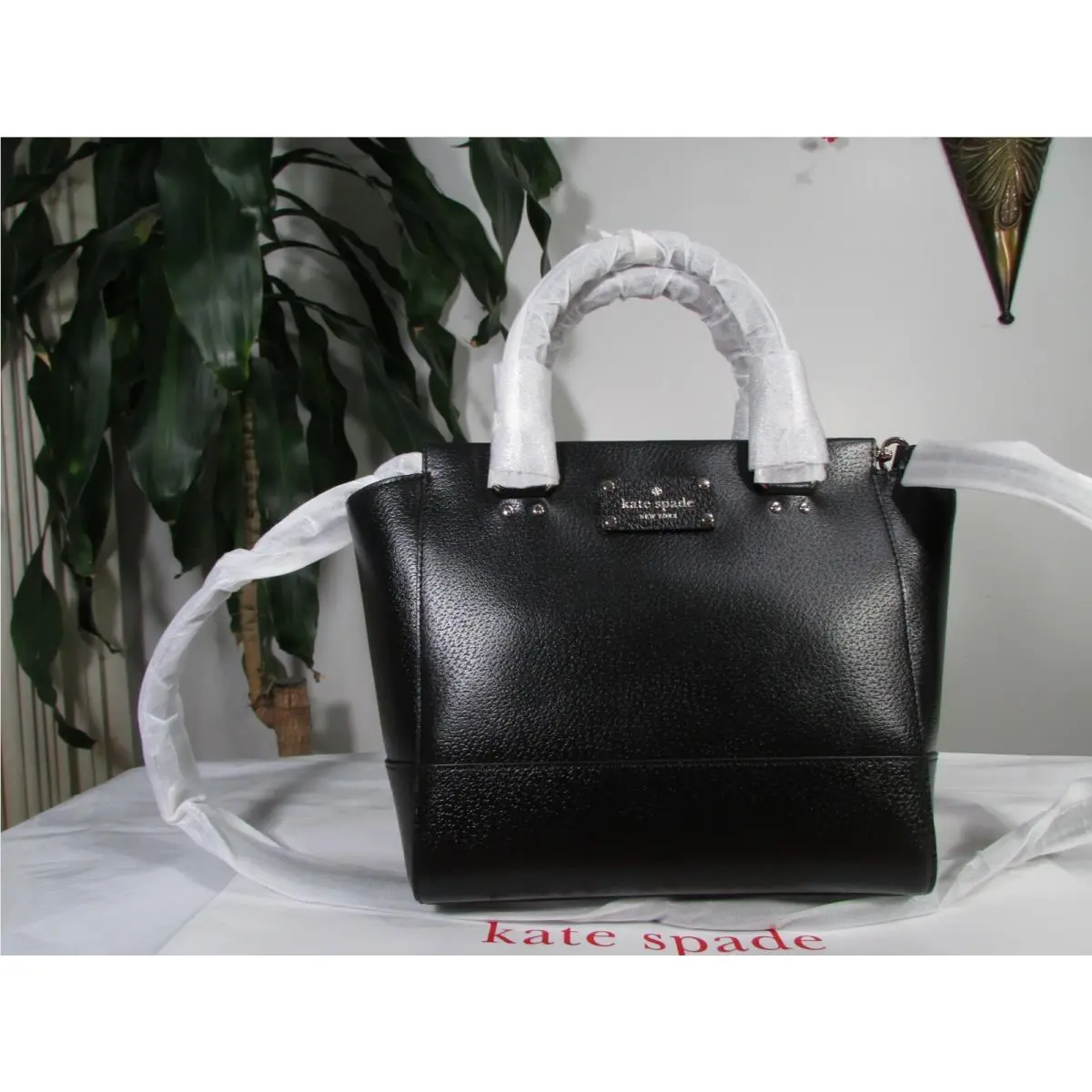 Kate Spade Leather Small Camryn Wellesley Satchel Crossbody Bag Black