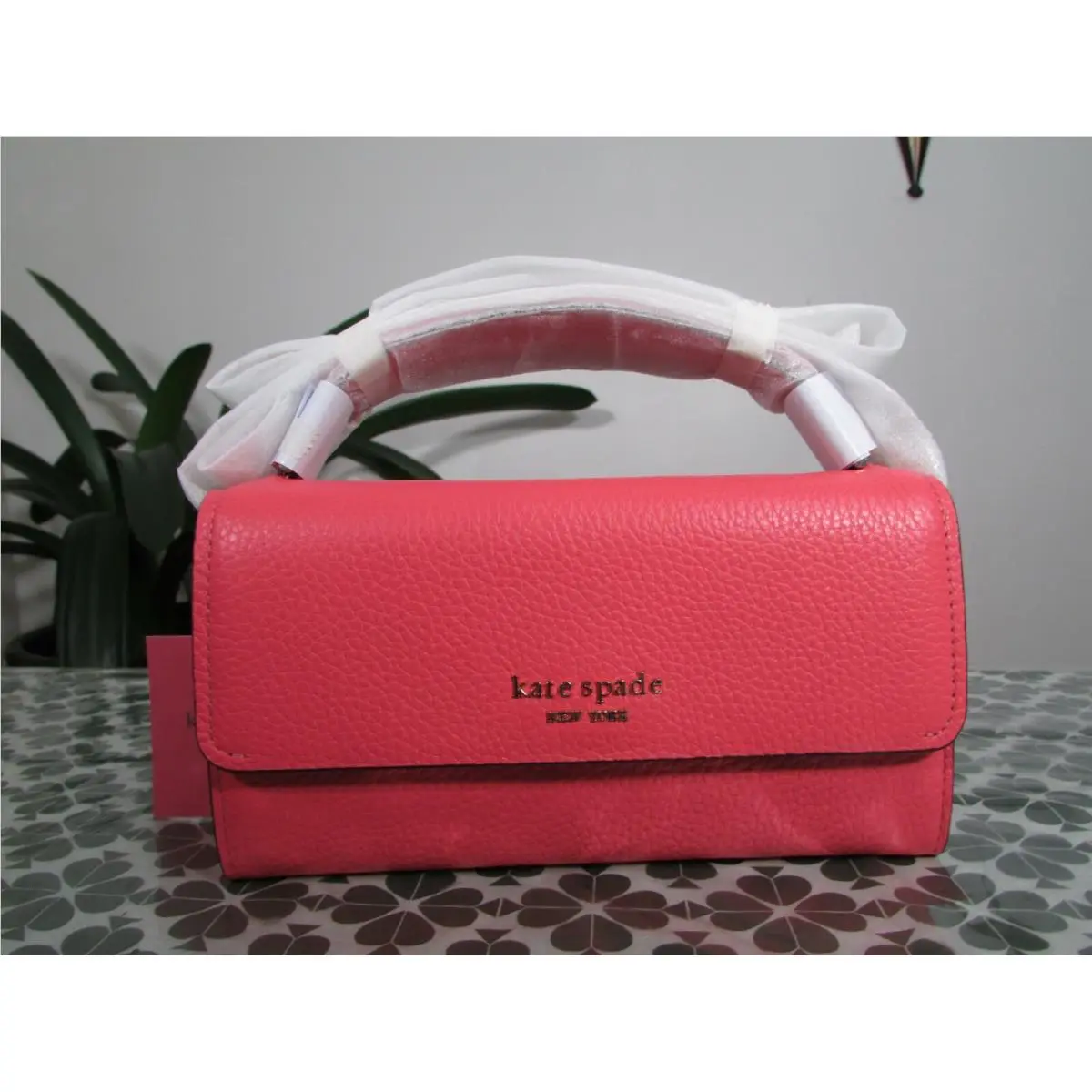 Kate Spade Leather Roulette Top Handle Crossbody Bag Peach Melba