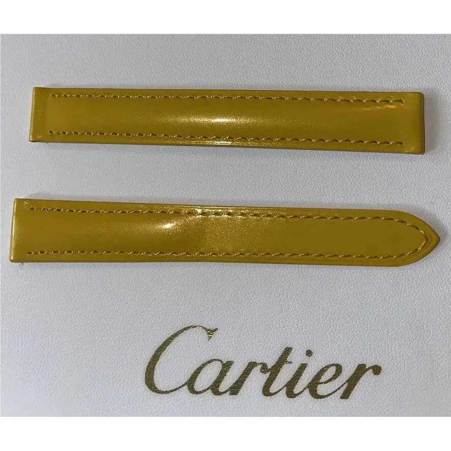 Cartier Watch Band Calf Yellow 13x12mm Deployant Padded Tank Watches