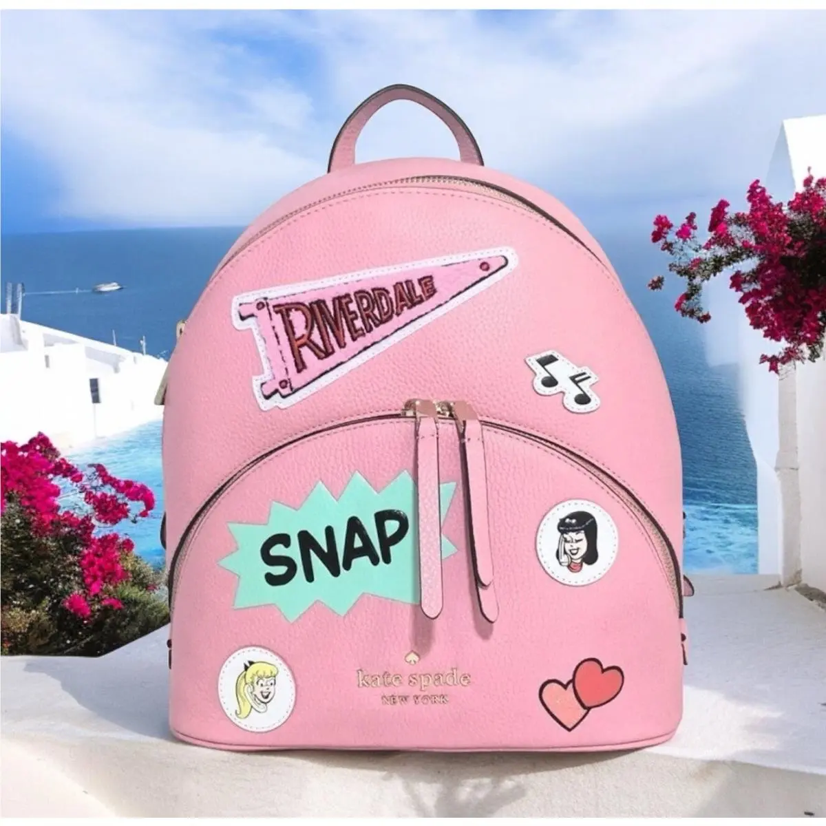 Kate Spade Pink Archie Comics Backpack Betty Veronica Leather Bag Motif