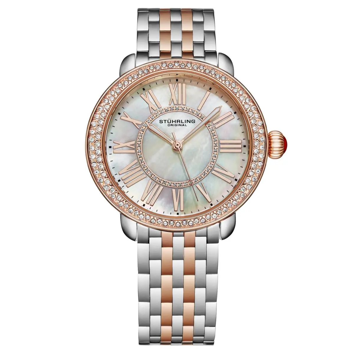 Stuhrling Sonata 4074 4 Quartz Stainless Steel Mother of Pearl Womens Watch