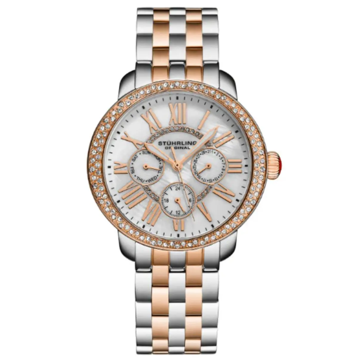 Stuhrling Sonata 4081 3 Quartz Two Tone Stainless Steel Bracelet Womens Watch